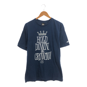 STUSSY ステューシー 【men4187M】 サイズL HOLD DOWN CROWN TEE 半袖Tシャツ メンズ ネイビー トップス ストリート 51N