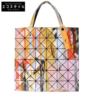 美品 BAO BAO ISSEY MIYAKE バオバオイッセイミヤケ BB01-AG812 GRAVITY PAINT ルーセント 6x6 トートバッグ オレンジ系 レディース