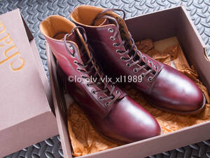 未使用品 Chausser C-7060 44 27cm ショセ コードバン レースアップブーツ バーガンディ LACE-UP BOOTS CORDOVAN