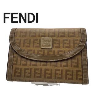 FENDI フェンディ　二つ折り財布　がま口　希少　超高級　ズッカ柄　メンズ