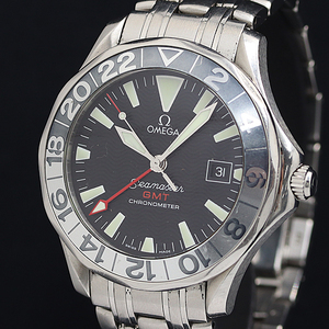 1円 稼動 オメガ シーマスターGMT 50周年記念モデル 2234.50 AT/自動巻 黒文字盤 メンズ腕時計 OGH 0021120 10ERT