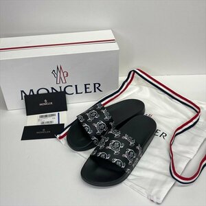 MONCLER モンクレール BASILE バジーレ #40 スライドシャワーサンダル ラバー ロゴプリント ブラック 黒 未使用保管品 箱/保存袋付き 新品