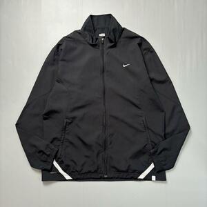 古着 NIKE ロゴ ナイロンジャケット トラックジャケット ブラック XL