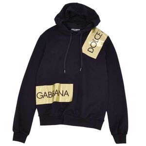 美品 ドルチェ&ガッバーナ DOLCE&GABBANA スウェット パーカー プルオーバー ロゴ コットン トップス メンズ 48 cf05ed-rm10f10403