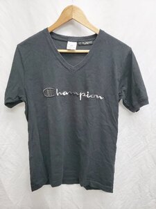 ◇ ⊂ LOVELESS GUILD PRIME 別注　Champion Vネック　ロゴ刺繍 半袖 Tシャツ　カットソー サイズS ブラック レディース P