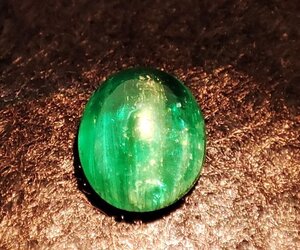 DN0360★天然エメラルドキャッツアイルース 2.84ct オーバルカボッションカット★洗浄済