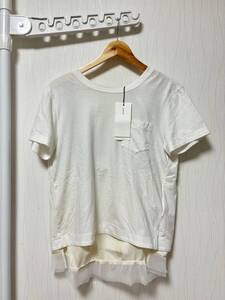 美品☆[Sacai] 定価41,800 20SS ドッキングTシャツ 2 ホワイト 20-04881 レディース 日本製 サカイ