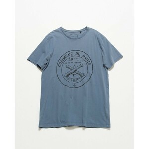 COMMUNE DE PARIS コミューン ドゥ パリ プリントTシャツ クルーネック ブルーグレー L m0025-11-030