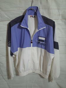 メンズ pj271 ヴィンテージ 90s FILA フィラ ジップアップ ナイロン ジャケット M ホワイト系 ボンバージャケット