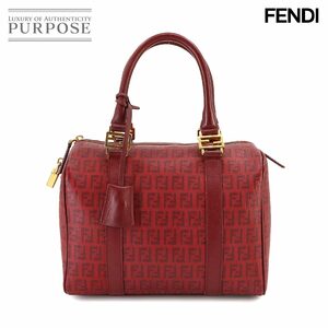 フェンディ FENDI ズッキーノ スモール ボストン バッグ PVC レザー レッド 8BL068 Hand Bag 90223566