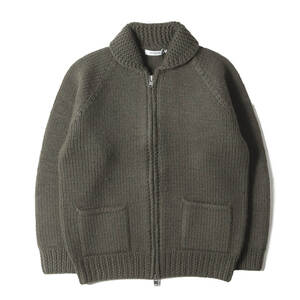 NONNATIVE ノンネイティブ 24AW ハンドニット カウチン ジップ セーター (ADVENTURER HAND-KNIT COWICHAN SWEATER WOOL YARN) カーキ 1