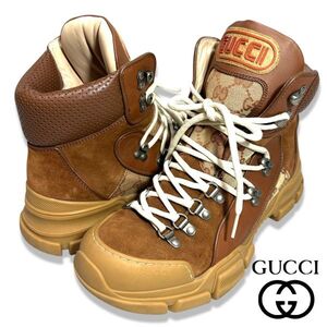 ▲ 9 正規品 GUCCI グッチ 521679 スエード トレッキング ブーツ アンクル boots アウトドア フラッシュトレック GGスプリーム 6 1/2