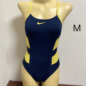 D778ナイキ♪ストレッチ♪ネイビーにイエローライン入り女子競泳水着♪アンダーやコレクションや撮影会にも♪サイズM