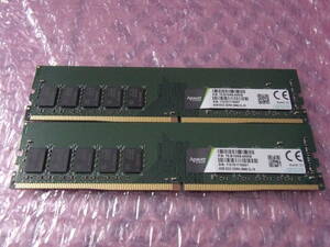 【送料込み 即決】Apacer DDR4 2666 PC4-21300 ECC Unbuffered 4GB×2枚 計8GB 片面実装 同一ロット SEC Samsungメモリチップ