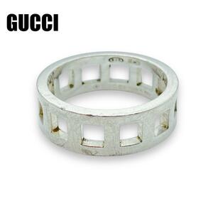 【美品】GUCCI グッチ　リング　スクエアカット　シルバー　SV925 18号