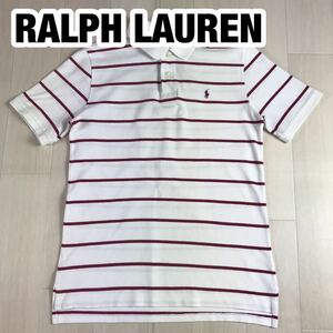 POLO BY RALPH LAUREN ポロバイラルフローレン 半袖 ポロシャツ ユースサイズ XL(18-20) ボーダー柄 ホワイト×レッド 刺繍 ポニー