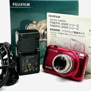 仙31 FUJIFILM FINEPIX JX400 コンパクトデジタルカメラ レッドカラー コンデジ デジカメ フジフィルム 箱付 付属品あり