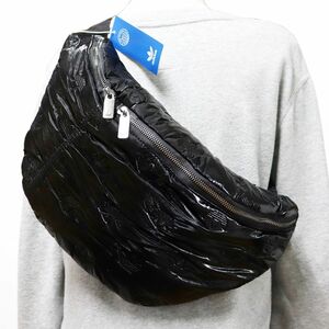 ★アディダス adidas オリジナルス Originals 新品 パフィー サテン ボディバッグ ウエストバッグ 鞄 BAG かばん 黒 [II3394] 六★QWER★