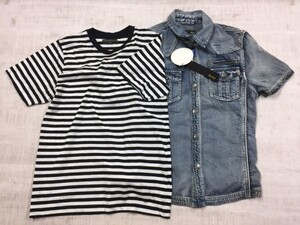 TRENZA / SPLENDIO SATISFACTION 半袖デニムシャツ ボーダー半袖Tシャツ 2点セット メンズ 新品含む M