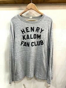 ★WAREHOUSE/ウエアハウス クルーネックロゴプリント霜降りロンTEE ロングスリーブ 長袖 メンズ トップス グレー Lサイズ アメカジ★ 