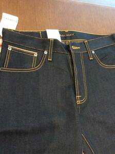 送料無料 新品タグ付定価2.8万円 nudie jeans co ヌーディージーンズ レギュラーストレート W32 L32 AVERAGE JOE ORG DRY BROWN SELVAGE 