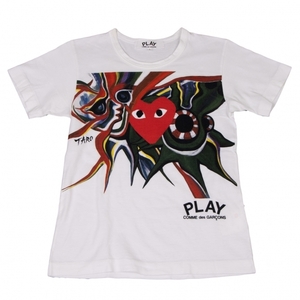 プレイコムデギャルソン×岡本太郎PLAY COMME des GARCONS コットンフロントアートプリントTシャツ 白赤他S