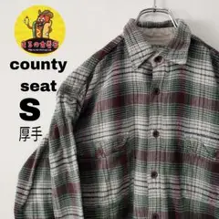 usa古着 countyseatベビーネルシャツ　S ホワイトグリーン　オンブレ