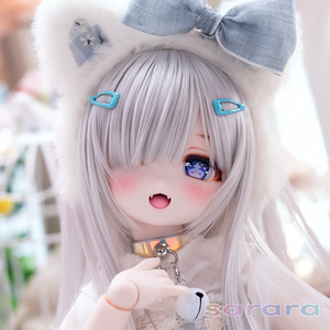 【sarara】 DDH-27 セミホワイト肌 ソフビ盛り カスタムヘッド+レジンアイ３種類+舌パーツ 難あり