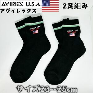 AVIREX アヴィレックス　ラインクルーソックス　レディース　靴下　2足セット