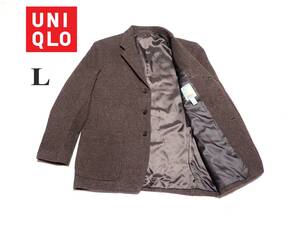 ☆UNIQLO　☆ユニクロ　☆オールドユニクロ　☆毛素材　☆秋冬用　☆シングルタイプ　☆テーラードジャケット　☆ブラウン　☆メンズ　☆L