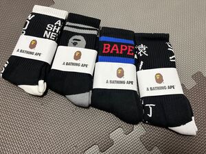 アベイシングエイプ A bathing ape man’s socks ソックス 靴下 男性 黒　4足