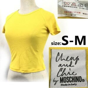 イタリア製★モスキーノ/MOSCHINO★半袖カットソー/Tシャツ【レディースS-M程度/黄/yellow】三喜商事/正規代理店タグ/Tops/Shirts◆pBH859