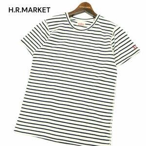 美品★ H.R.MARKET ハリウッドランチマーケット H刺繍 ボーダー ストレッチ フライス 半袖 カットソー Tシャツ Sz.3　メンズ　A4T04076_4#D