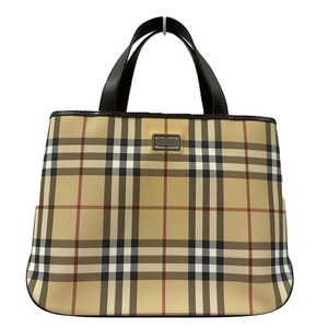 中古AB/使用感小 BURBERRY バーバリー ハンドバッグ ロゴ プレート チェック レディース 20460922