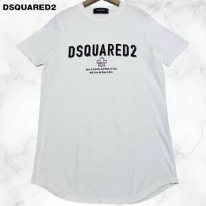 極美品/Lサイズ●DSQUARED2 ディースクエアード ロゴ 半袖 クルーネック Tシャツ トップス トップス ホワイト 白 イタリア製 春夏 メンズ