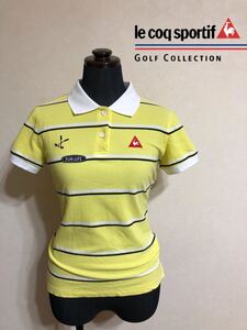 le coq sportif golf ルコック ゴルフ ウェア レディース ボーダー ポロシャツ トップス サイズM 半袖 イエロー デサント QGWPJA04