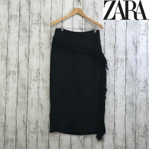 ZARA　ザラ　テクスチャードスカート　Sサイズ　ブラック　ミモレ丈　S5.1-48　USED