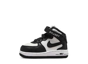 Stussy Nike TD Air Force 1 Mid "Black and Light Bone" 10cm DN4160-002