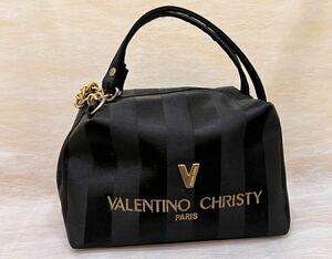 ◆ VALENTINO CHRISTY ヴァレンティノクリスティー ポーチ 刺繍ロゴ チェーン ハンドバッグ USED ◆