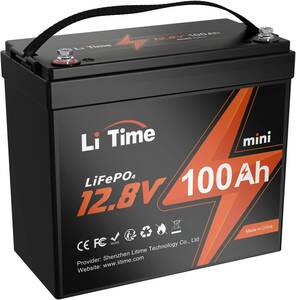 新品　LiTime 12V100Ah miniリン酸鉄リチウムイオンバッテリー アップグレード100AのBMS 35％小型化 最大15000サイクルで10年間の耐久性