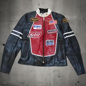 バンソン/vanson レーシングジャケット シングルライダースジャケット レザージャケット バイク RJP RACE JACKET W/PATCHES