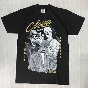 LA発 【2XL】 Classic Legends アンダーグラウンド グラフィック ヘビーウェイト 半袖 Tシャツ 黒 HIPHOP アリーヤ 2パック ビギー R&B