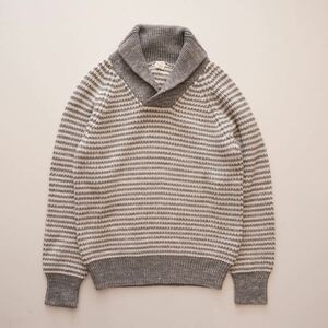 新品 男の子 キッズ 8才 size8 120-130cm【CREWCUTS クルーカッツ（J.CREW ジェークルー）】グレーホワイト ショールカラーコットンニット