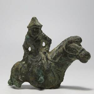 中国美術　古銅　青銅器　戦国　騎馬　人物　時代物