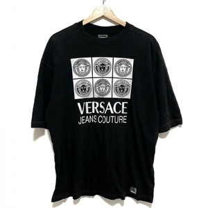 ヴェルサーチジーンズ VERSACE JEANS COUTURE 半袖Tシャツ サイズL - 黒×白 メンズ クルーネック/メデューサ トップス