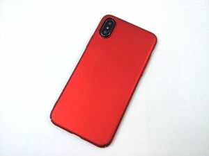 iPhone X/XS用 ハードカバー 側面フル保護ケース ネックストラップ対応 レッド