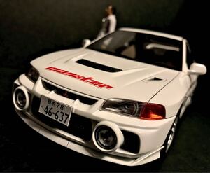 送料無料☆ onemodel製 1/18 三菱 ランサーエボリューション Lancer EVO IV アニメ イニシャルD風 モディファイ CUSTOM ランエボ