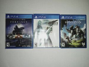 Lot~3 Sony PS4 Games Destiny 2 Forsaken Sealed Final Fntsy VI & Horizon Zero Dwn 海外 即決