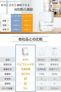 ポンプ式ハイブリッド加湿器 加熱式 水漏れ防止