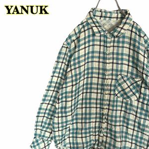 YANUK ヤヌーク　長袖シャツ　チェックシャツ　ブルー系　　XSサイズ　【AY1250】